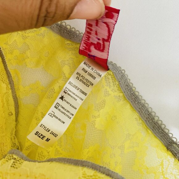 Rampage Sexy Intimates Lingerie Babydoll Nightie Chemise M Pink Yellow Lace Y2K - Picture 7 of 16